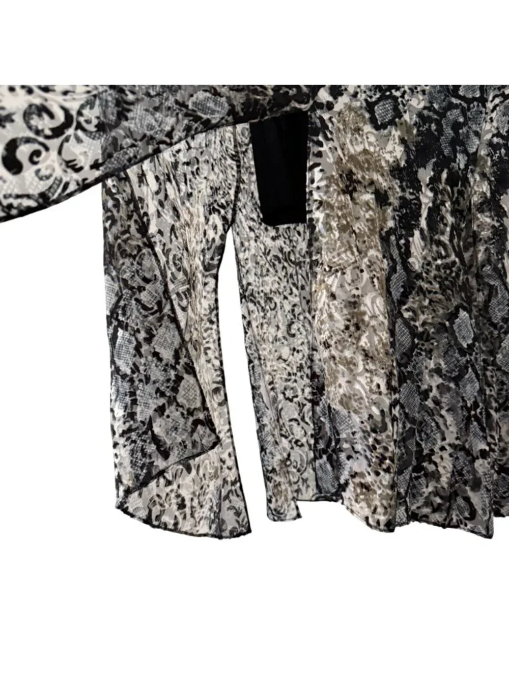 Alice Olivia Athena Burnout Velvet Snake Print Slit Flowy Silk Midi Skirt 2